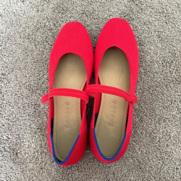 Rothy's Red Flats with Blue Trim - Picture 3 of 3